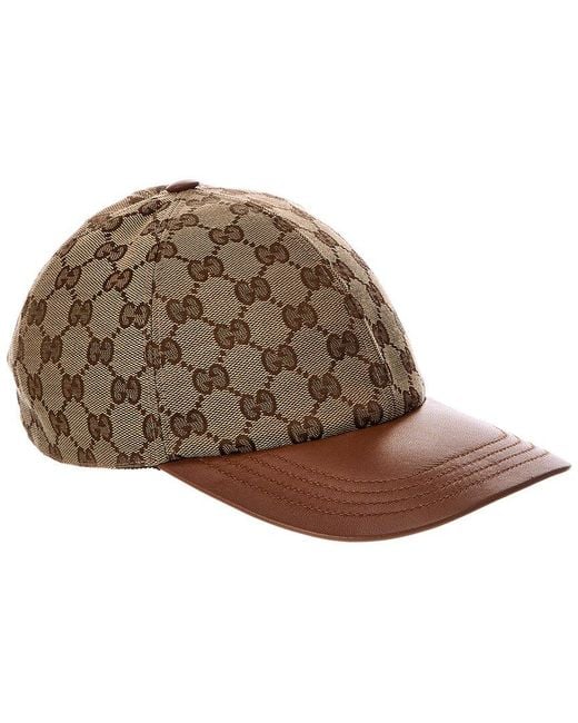 Gucci Brown Gg Canvas & Leather Baseball Hat