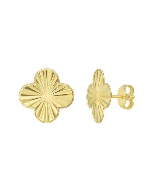 Italian Gold Metallic 14K Floral Earrings