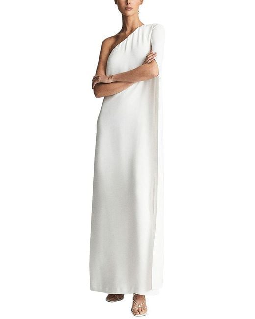 Reiss White Nina Cape Maxi Dress