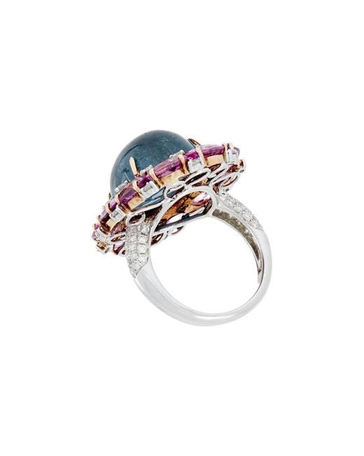 Diana M Multicolor 18k 27.00 Ct. Tw. Diamond & Sapphire Ring