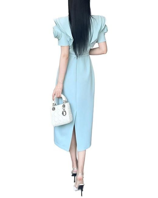 BURRYCO Blue Short Sleeve Midi Dress