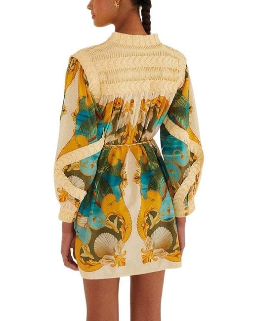 AMINA GLAM Yellow Linen-Blend Mini Dress