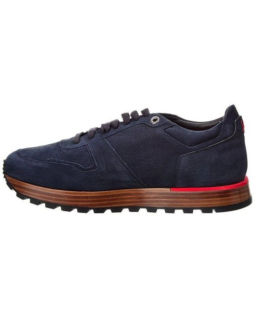 Isaia Blue Leather Sneaker for men