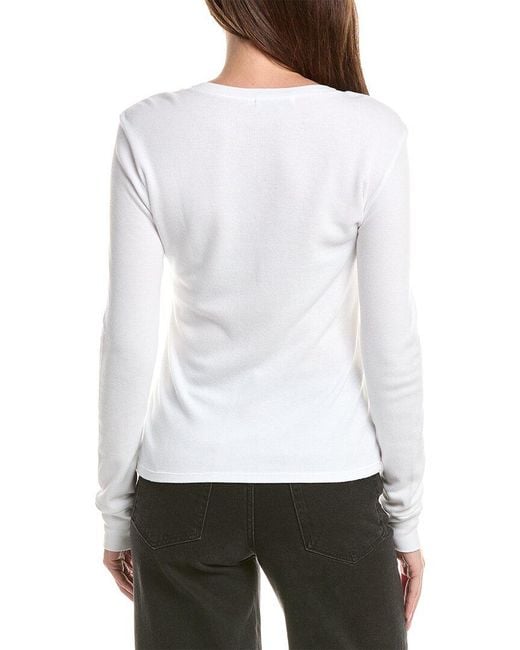 Michael Stars White Minnie Fitted Thermal Top