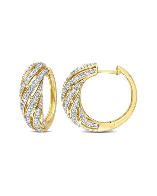Rina Limor Metallic 14k 0.96 Ct. Tw. Diamond Swirl Hoops
