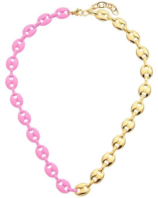 Juvell Natural 18k Plated Enamel Puffed Mariner Necklace