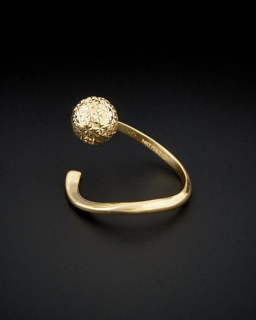 Italian Gold Black 14k Ball Bypass Ring