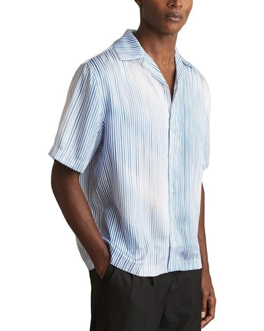 Reiss Blue Mendosa Stripe Print Shirt for men
