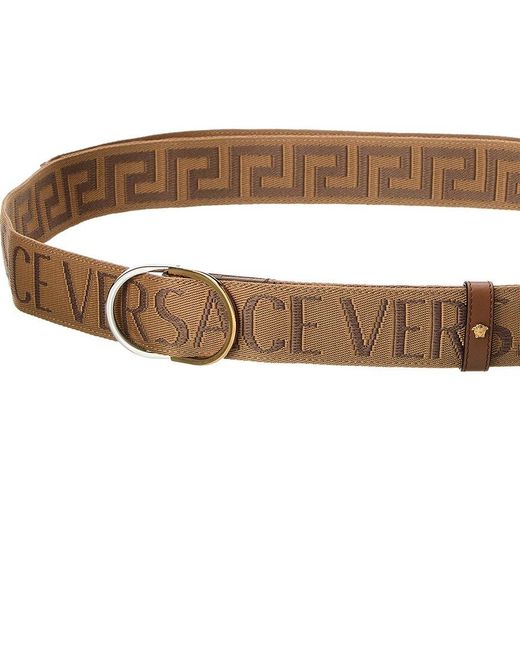 Versace Brown Canvas & Leather Belt for men