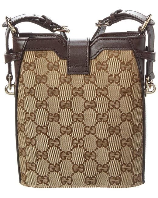 Gucci Brown Original Mini GG Canvas & Leather Bucket Bag