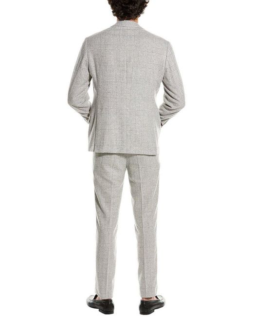 Brunello Cucinelli Gray Wool, Silk & Cashmere-blend Suit With Pleated Pant for men