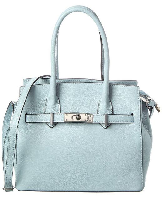 Italian Leather Blue Tote