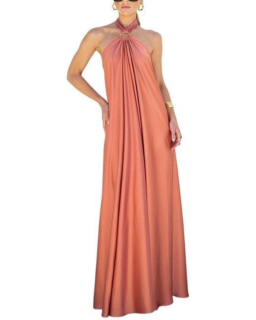 CHARLOTTE GREEN Orange Charlotte Solid Maxi Dress