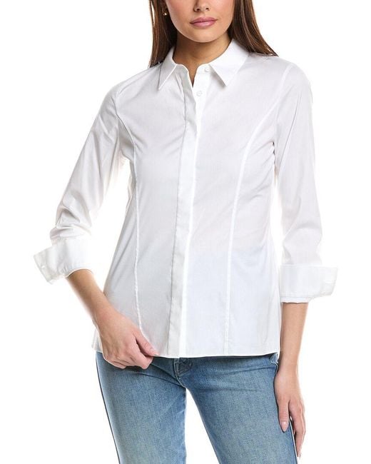 Lafayette 148 New York White Fit-And-Flare Shirt