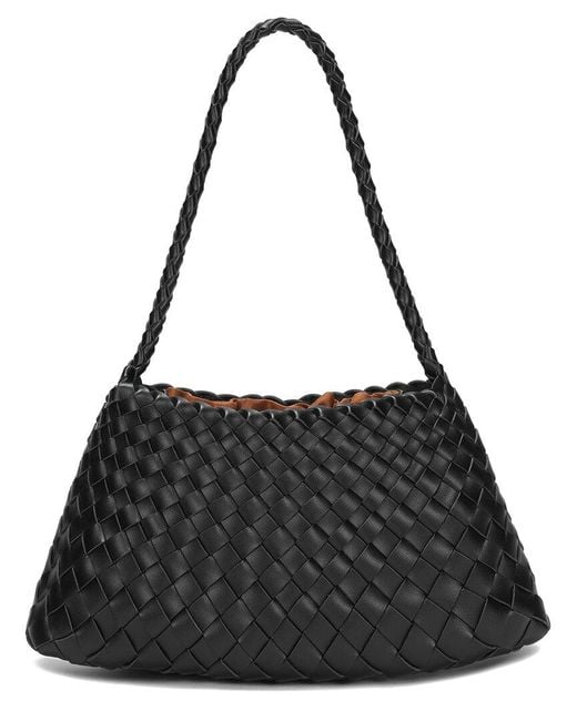 Tiffany & Fred Paris Black Hand-Woven Leather Shoulder Bag