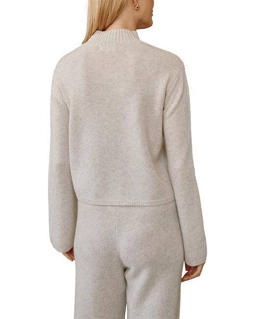 Bella Dahl Gray Cashmere & Wool Mock Neck Sweater