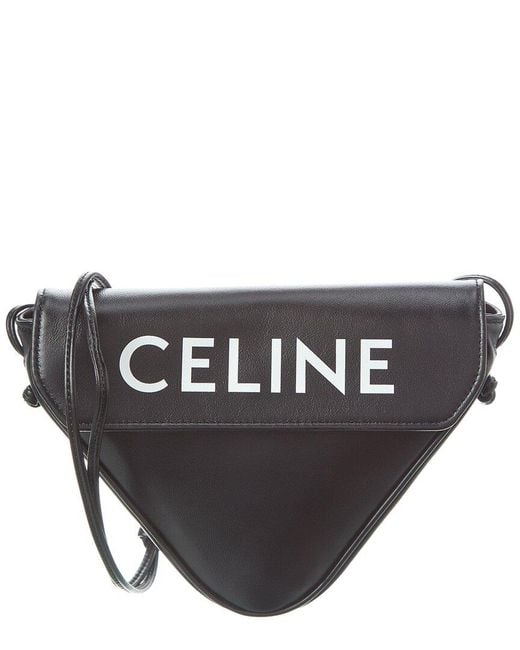 Céline Black Triangle Leather Shoulder Bag