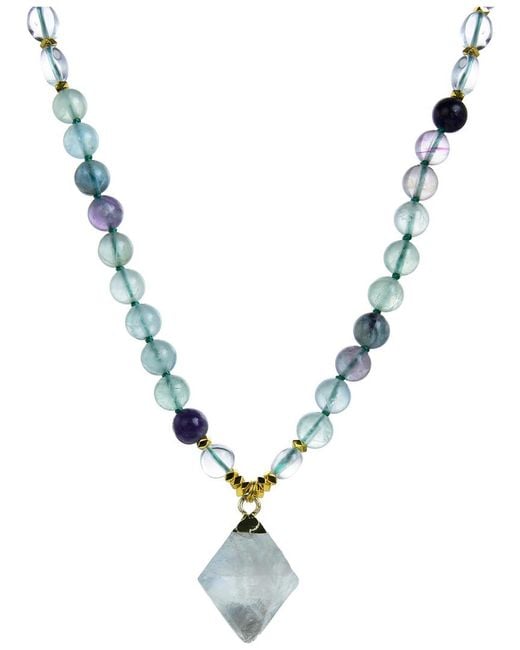 Eye Candy LA Metallic Rainbow Fluorite Knotted Necklace