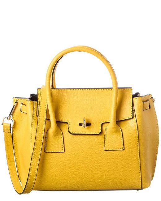 Italian Leather Metallic Top Handle Tote