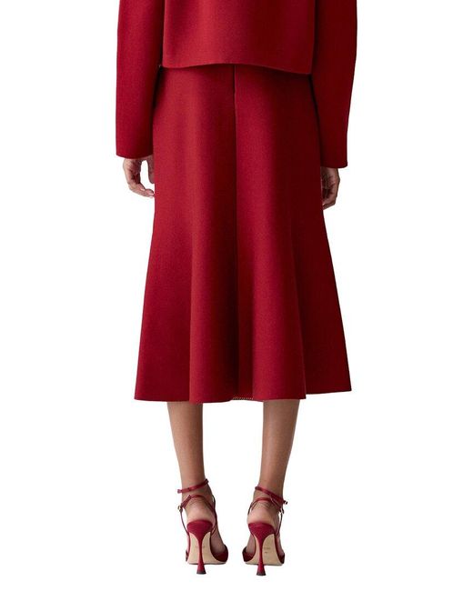 Carolina Herrera Red Wool-Blend Flare Skirt