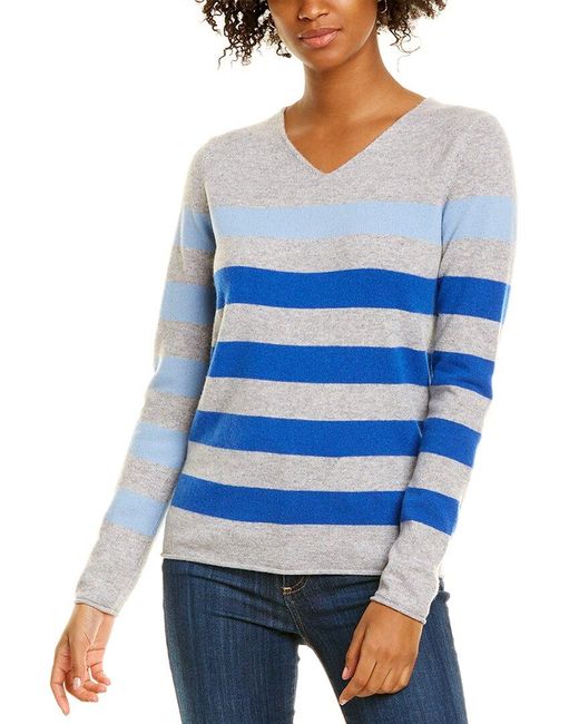Kier + J Kier + J Striped Cashmere Sweater in Blue - Save 1% | Lyst