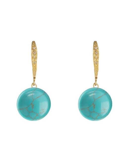 Liv Oliver Blue 18k Plated 13.70 Ct. Tw. Turquoise Drop Earrings