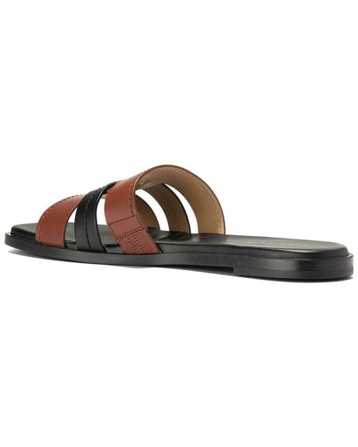 Cole Haan Brown Flynn Slotted Leather Slide Sandal