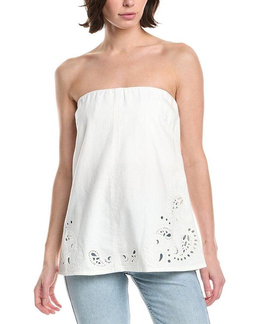 Rag & Bone White Ultra Featherweight Aurora Strapless Top