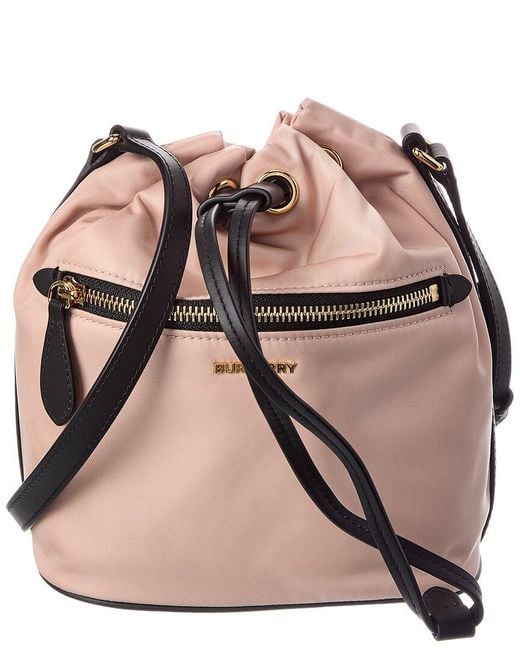 Burberry Pink Drawstring Nylon Bucket Bag