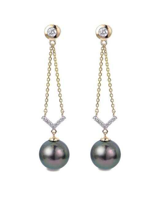 Pearls White 14k 0.17 Ct. Tw. Diamond 8-8.5mm Pearl Earrings