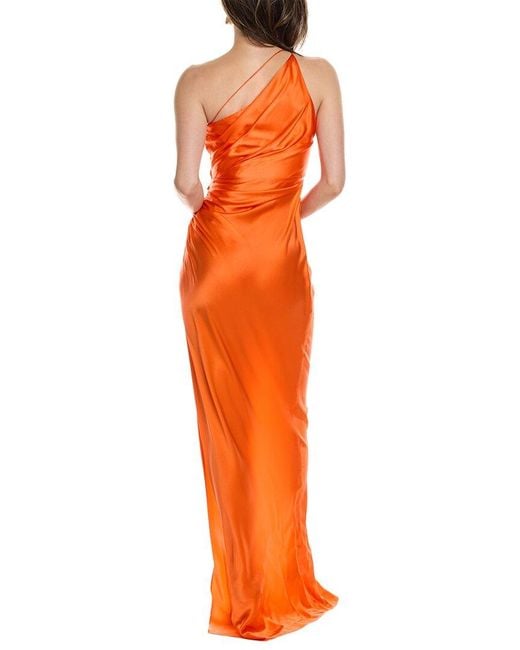 The Sei Orange Asymmetrical Plunging Silk Gown