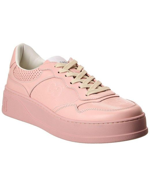 Gucci Pink Leather Platform Sneaker