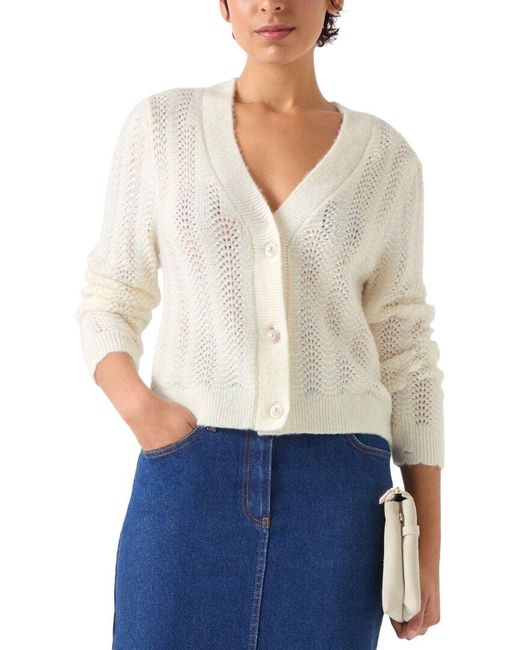 L.K.Bennett White Elodie Wool-Blend Cardigan