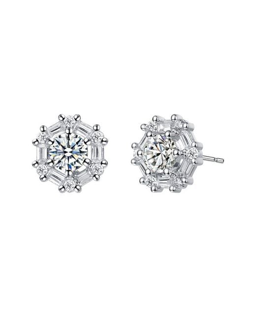 Genevive Jewelry White Silver Cz Studs