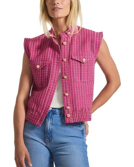 10 Crosby Derek Lam Pink Namira Cotton Tweed Sleeveless Jacket
