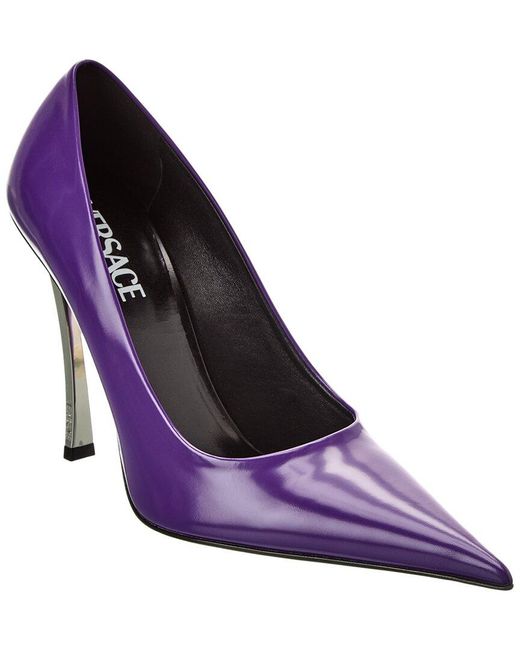 Versace Purple Pin-point Leather Pump