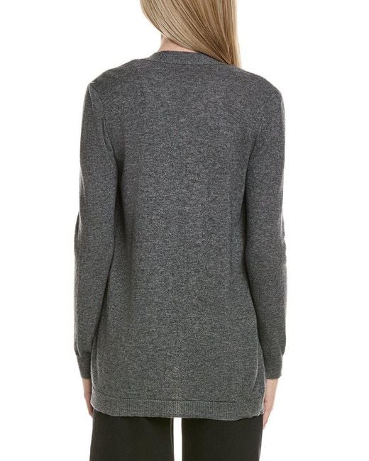 Sofiacashmere Gray Braided Cable Wool & Cashmere-Blend Cardigan