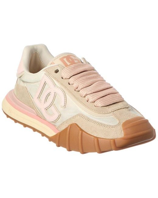 Dolce & Gabbana Pink Nylon & Suede Sneaker