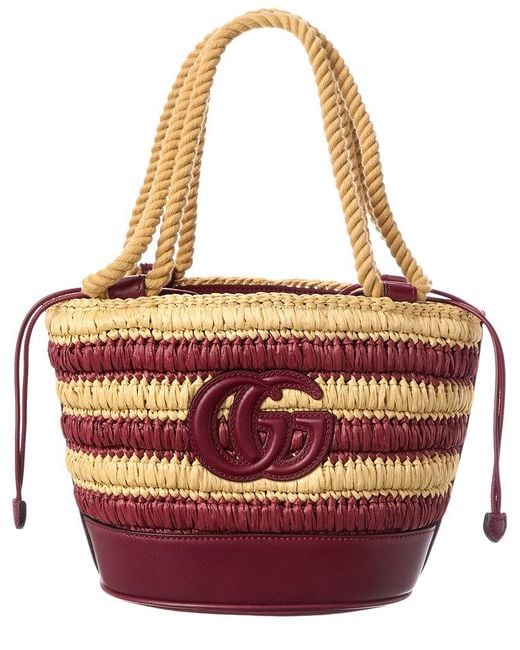 Gucci Pink Gg Mini Leather-Trim Bucket Bag