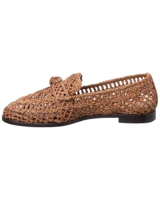 Alexandre Birman Brown Raffia Penny Loafer