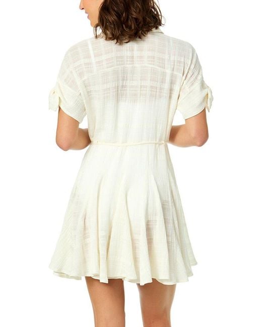 Cece White Short Flare Button Up Dress