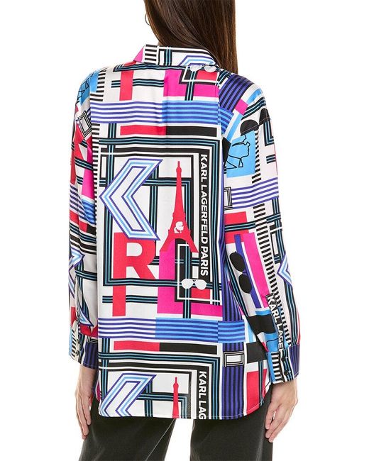 Karl Lagerfeld Red Printed Blouse