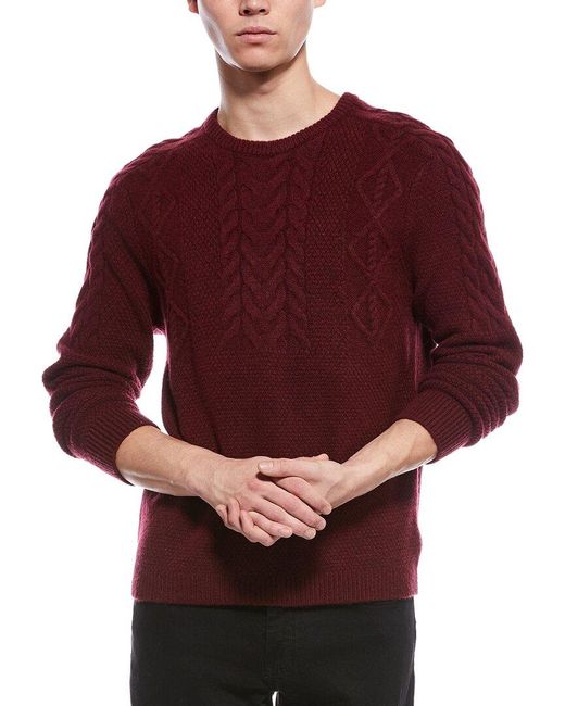 Paisley & Gray Red Cable Wool-Blend Crewneck for men