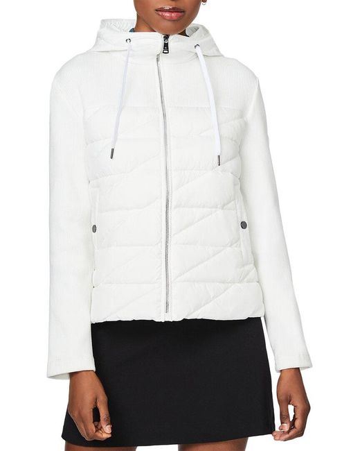 Bernardo Synthetic Knit Combo Quilted Jacket in White | Lyst