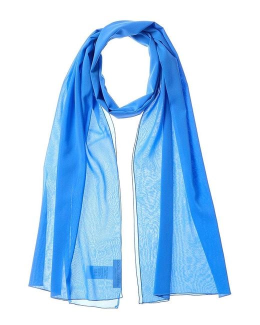 Dolce & Gabbana Blue Chiffon Silk-Blend Scarf