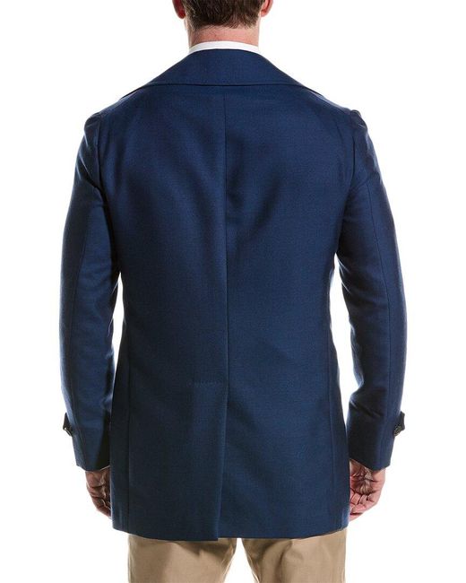Isaia Blue Wool & Cashmere-blend Coat for men