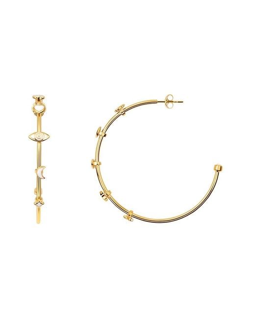 Karma and Luck Metallic Plated Cz Hoop Earrings