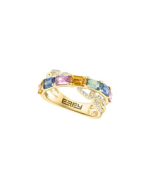 Effy Fine Jewelry White 14K 2.81 Ct. Tw. Diamond & Multi Sapphire Ring