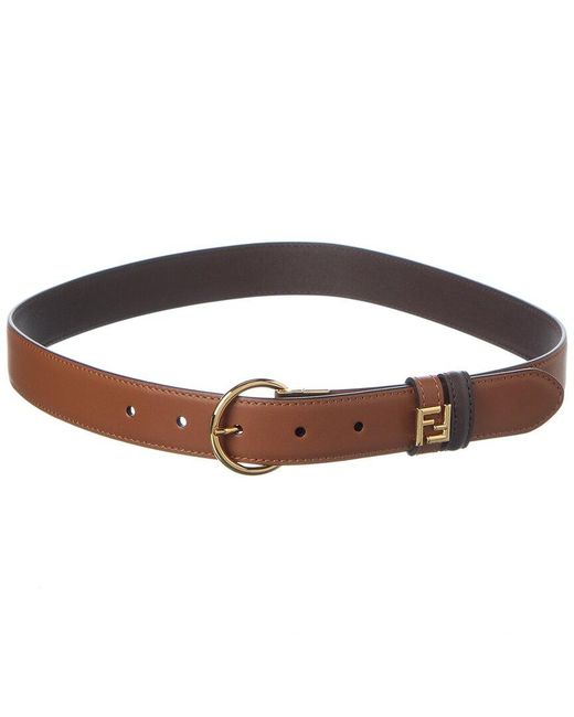 Fendi Brown Ff Reversible Leather Belt