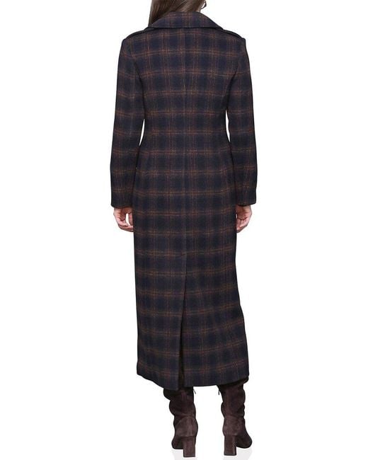 Avec Les Filles Blue Maxi Double Breasted Wool-Blend Coat